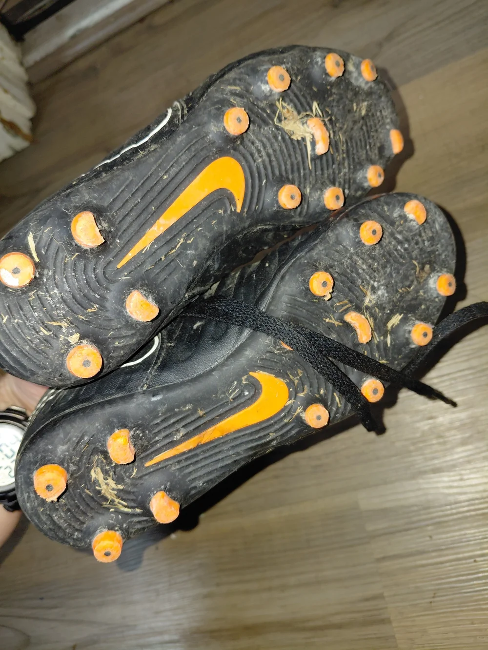 Nike Black and Orange Men's Athletic Soccer Cleats